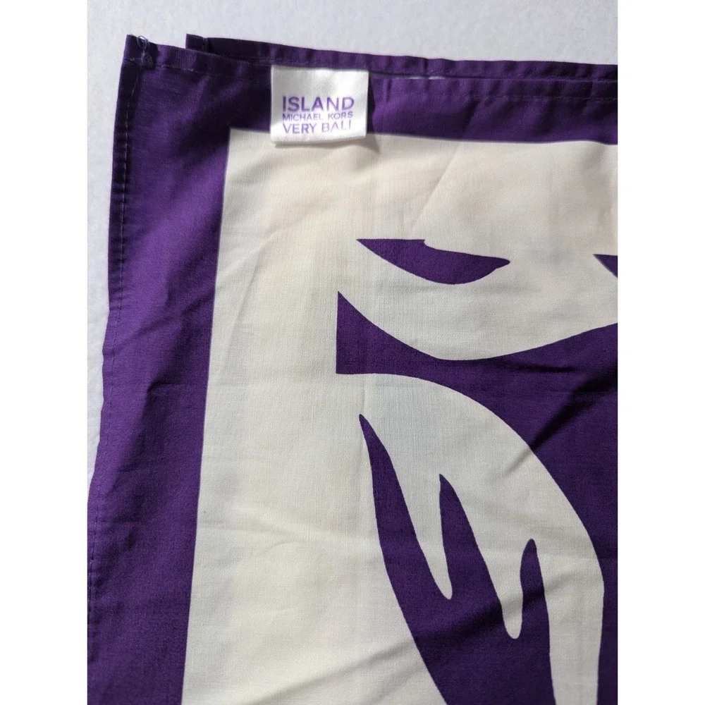 Michael Kors Purple Floral Cotton Scarf Wrap Beach Sarong 41x53